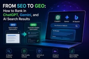 Read more about the article From SEO to GEO: How to Rank in ChatGPT, Gemini, and AI Search Results